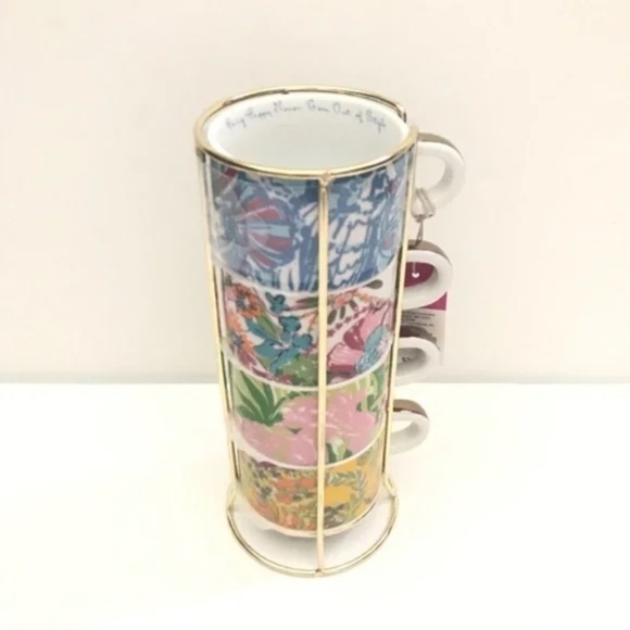 Lilly Pulitzer x Target Anniversary Set of 4 Porcelain Stacking Cups & Stand - Picture 5 of 5